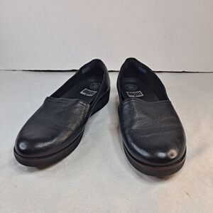 Fitflop Loafers Women's Sz 7.5 Black Leather Slip-On Wedge Comfort